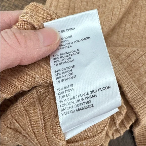 Free People Skyline Midi Skirt Beige Rib Knit Sweater Pull On Camel Tan - Picture 9 of 9